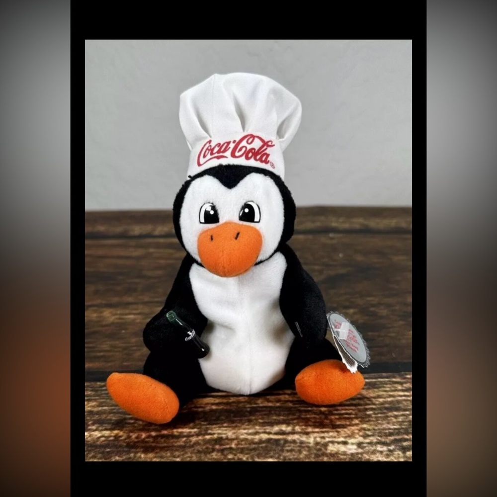 1998 COCA-COLA "Penguin in Chef's Hat" Bean Bag Plush 0127 Coca Cola